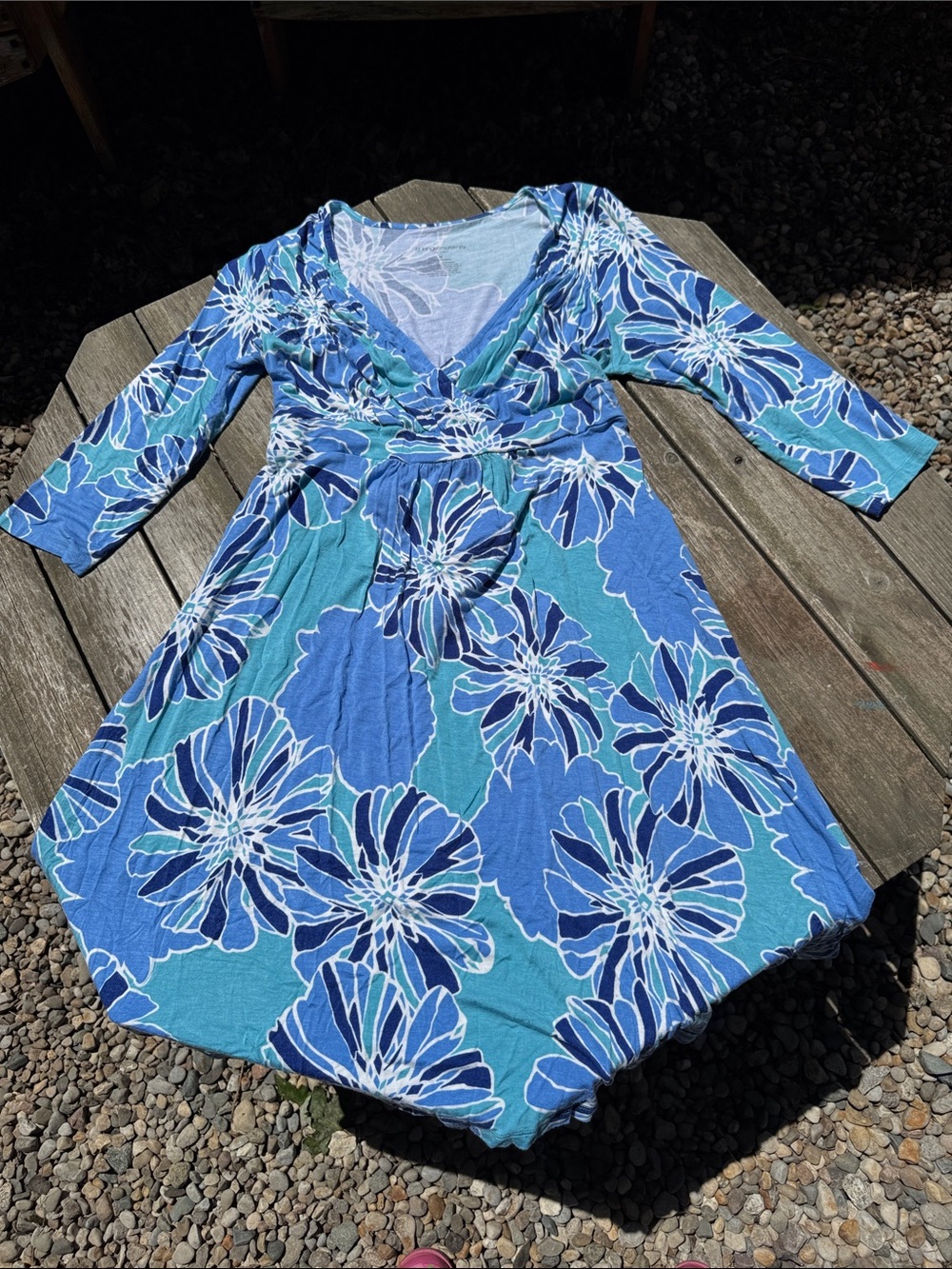 Liz Lange Blue & Teal Floral Maternity Dress